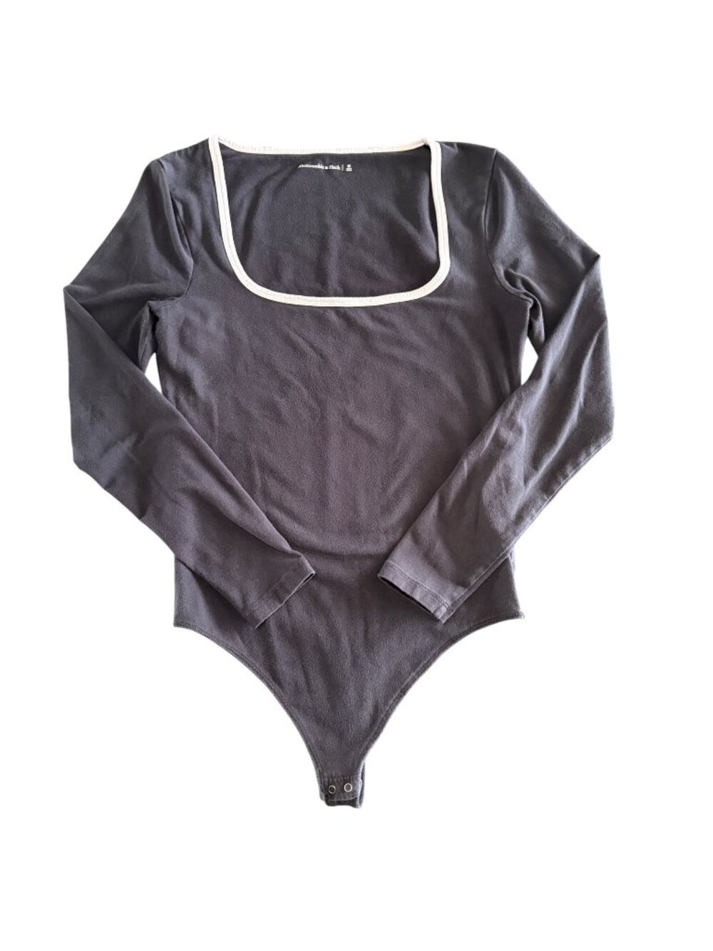 Abercrombie & Fitch Black Body Suit Square Neck Long Sleeved Womens Medium